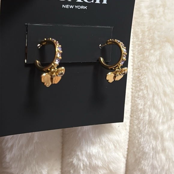 Coach Gold and Purple Butterfly Earrings - Picture 5 of 6